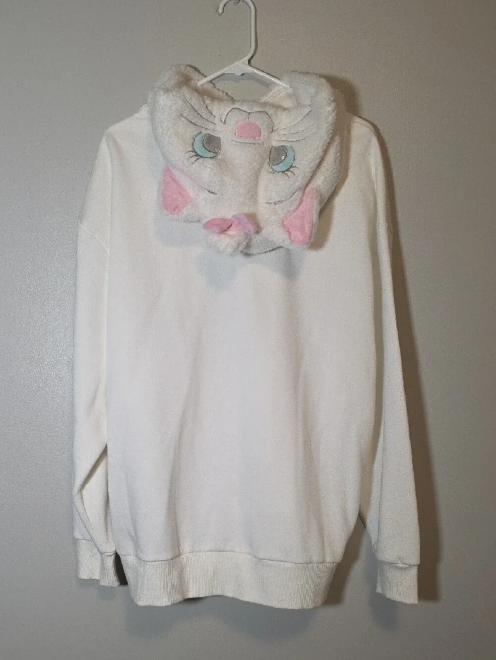 Disney Parks Aristocats White Hoodie with Pink Cat Accent - Plush Marie Hood